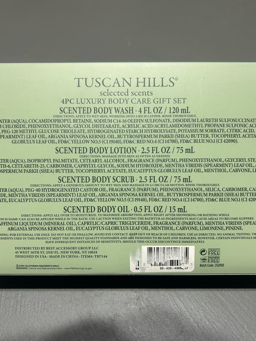 (NEW) Tuscan Hills 4-Piece Luxury Body Care Gift Set - Picture 7 of 9